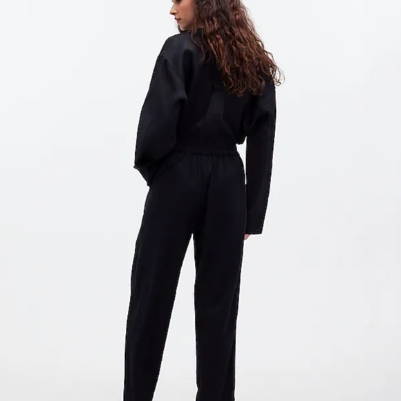 Madewell Black Petite Pull-On Straight Crop Pants in Linen Blend NWT NWOT - Picture 2 of 7